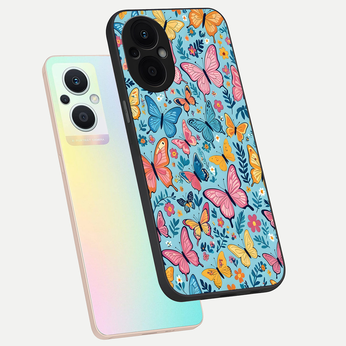  Spring Wing Garden phone case For Oppo F21 Pro 5G showing premium glass back cover with detailed artwork