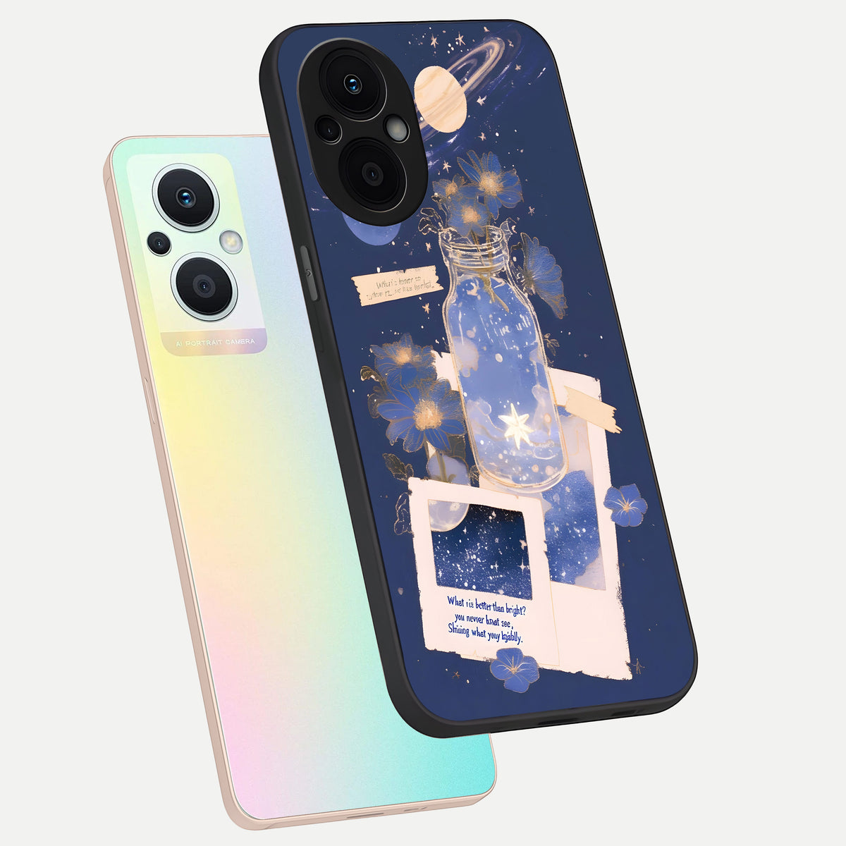  Starlit Cosmic Jar phone case For Oppo F21 Pro 5G showing premium glass back cover with detailed artwork