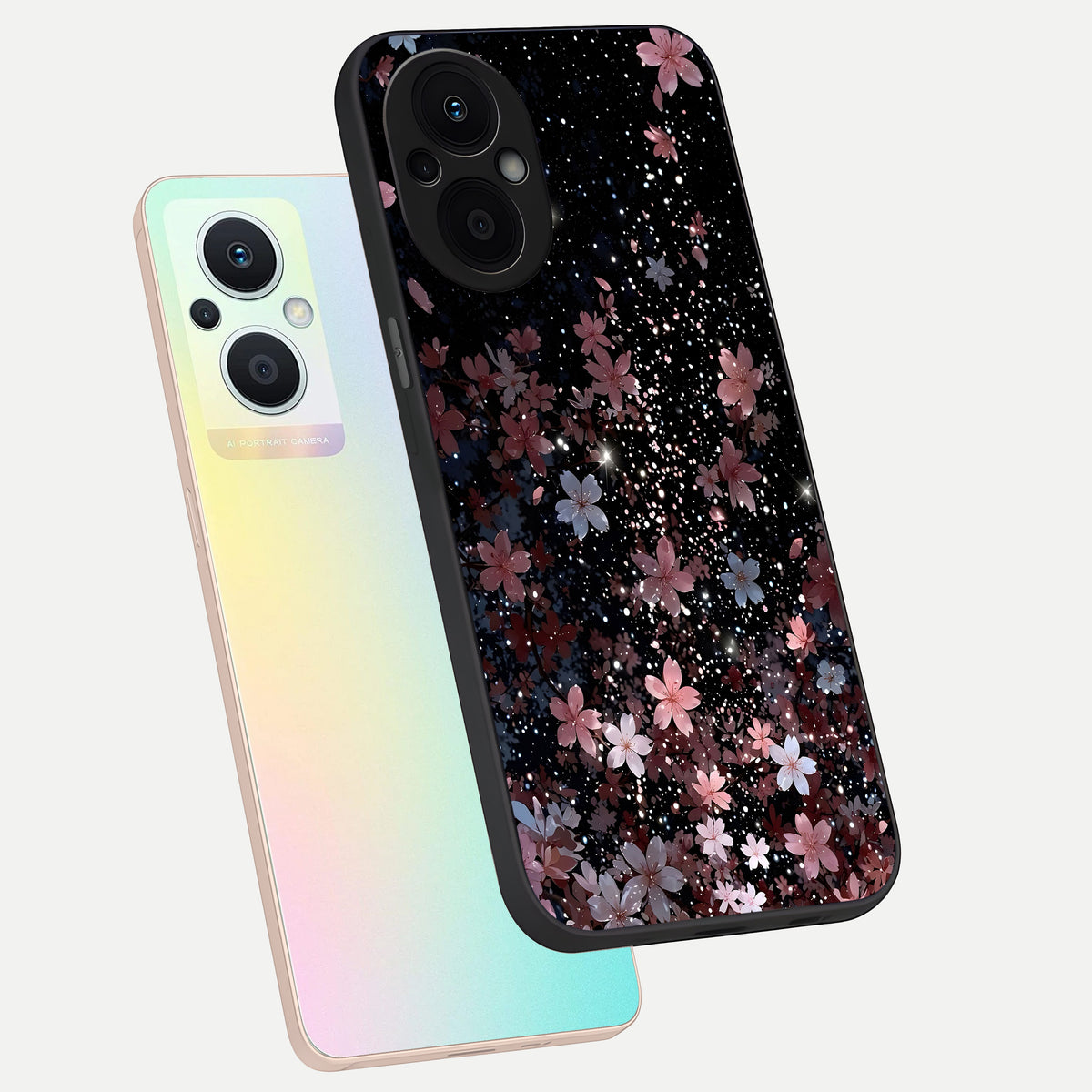  Starlit Flower Dreams phone case For Oppo F21 Pro 5G showing premium glass back cover with detailed artwork