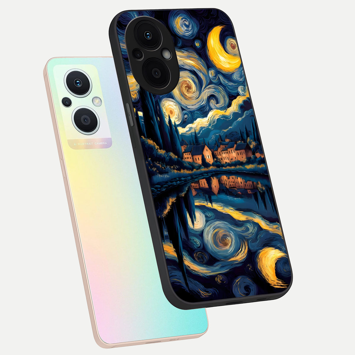  Starry Sky Serenity phone case For Oppo F21 Pro 5G showing premium glass back cover with detailed artwork
