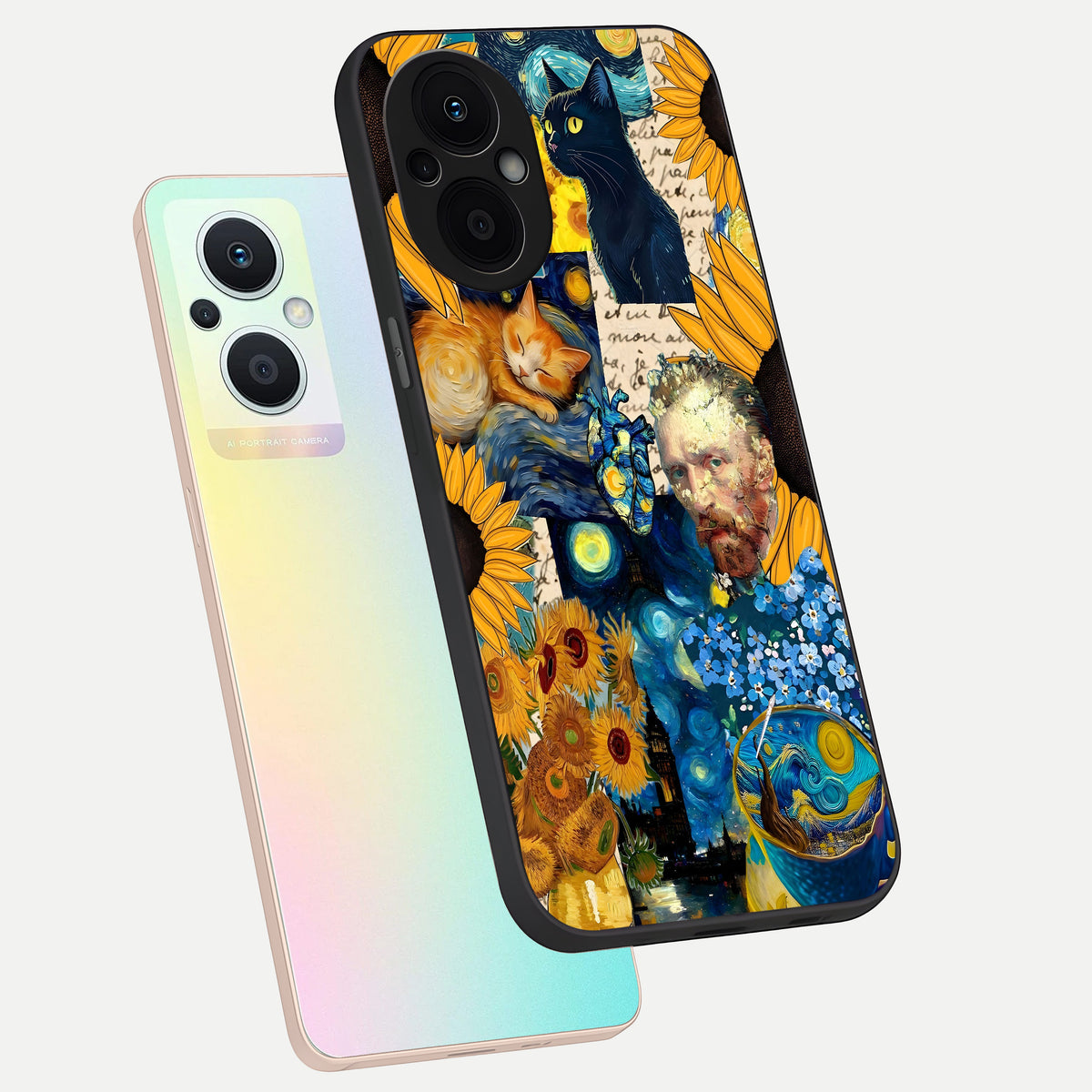  Sunflower Chic Mood Custom Name phone case For Oppo F21 Pro 5G showing premium glass back cover with detailed artwork