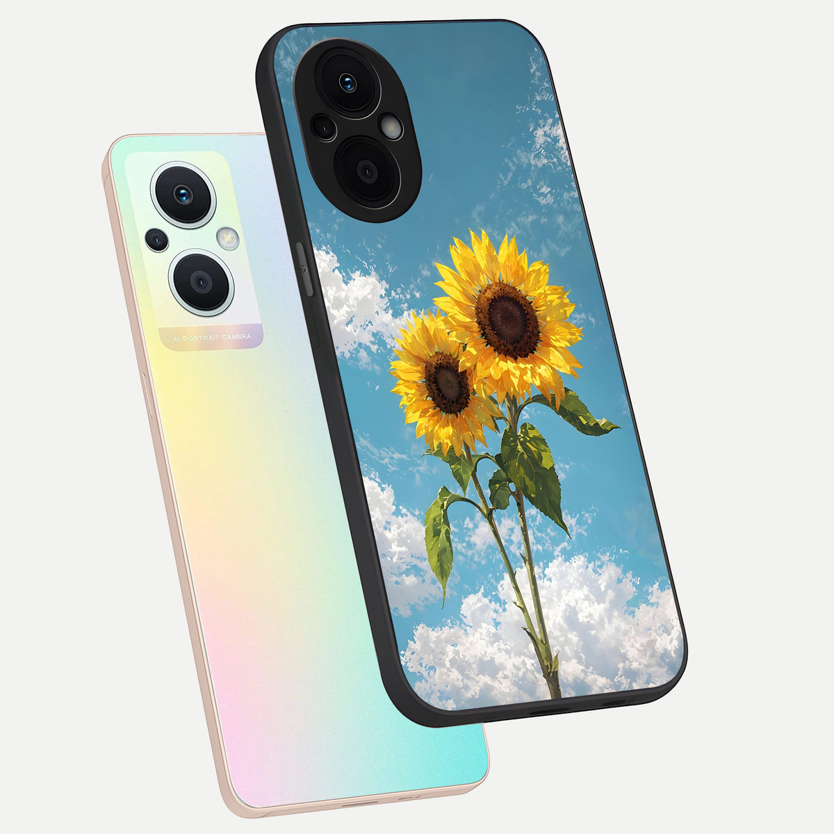  Sunlit Daisy Glow phone case For Oppo F21 Pro 5G showing premium glass back cover with detailed artwork
