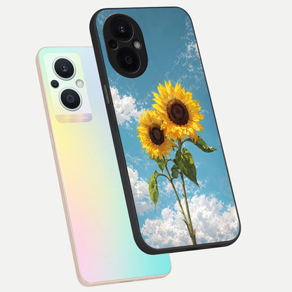  Sunlit Daisy Glow phone case For Oppo F21 Pro 5G showing premium glass back cover with detailed artwork