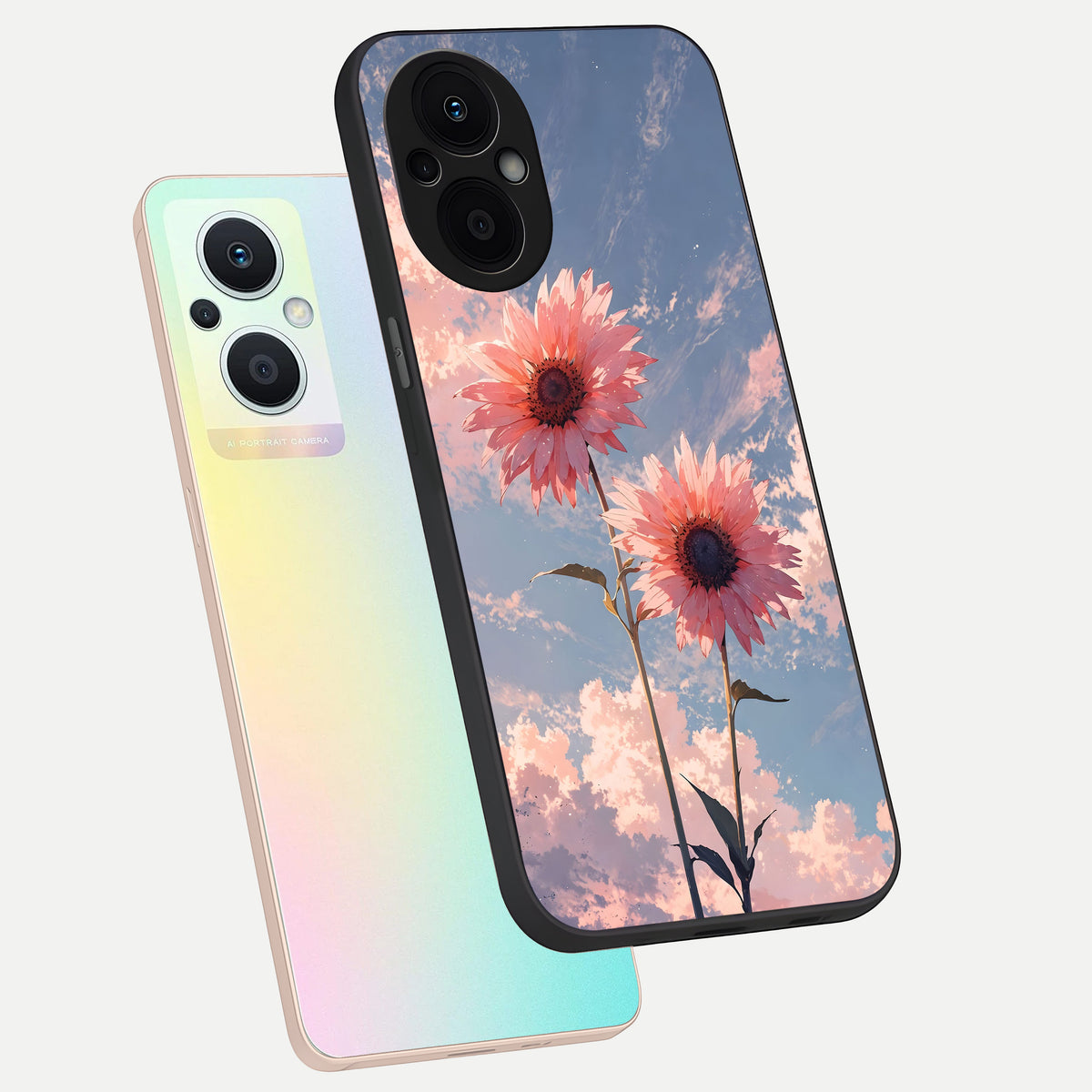  Sun Moon Balance phone case For Oppo F21 Pro 5G showing premium glass back cover with detailed artwork