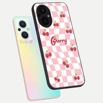  Sweet Cherry Vibes phone case For Oppo F21 Pro 5G showing premium glass back cover with detailed artwork