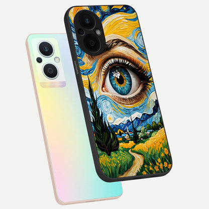  Van Gogh Eye phone case For Oppo F21 Pro 5G showing premium glass back cover with detailed artwork