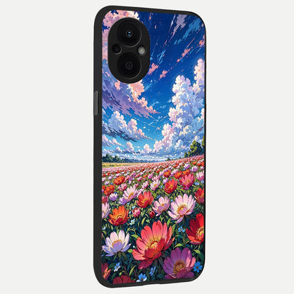  Blossom Sky Field back cover For Oppo F21 Pro 5G slim fit glass case with vibrant aesthetic design