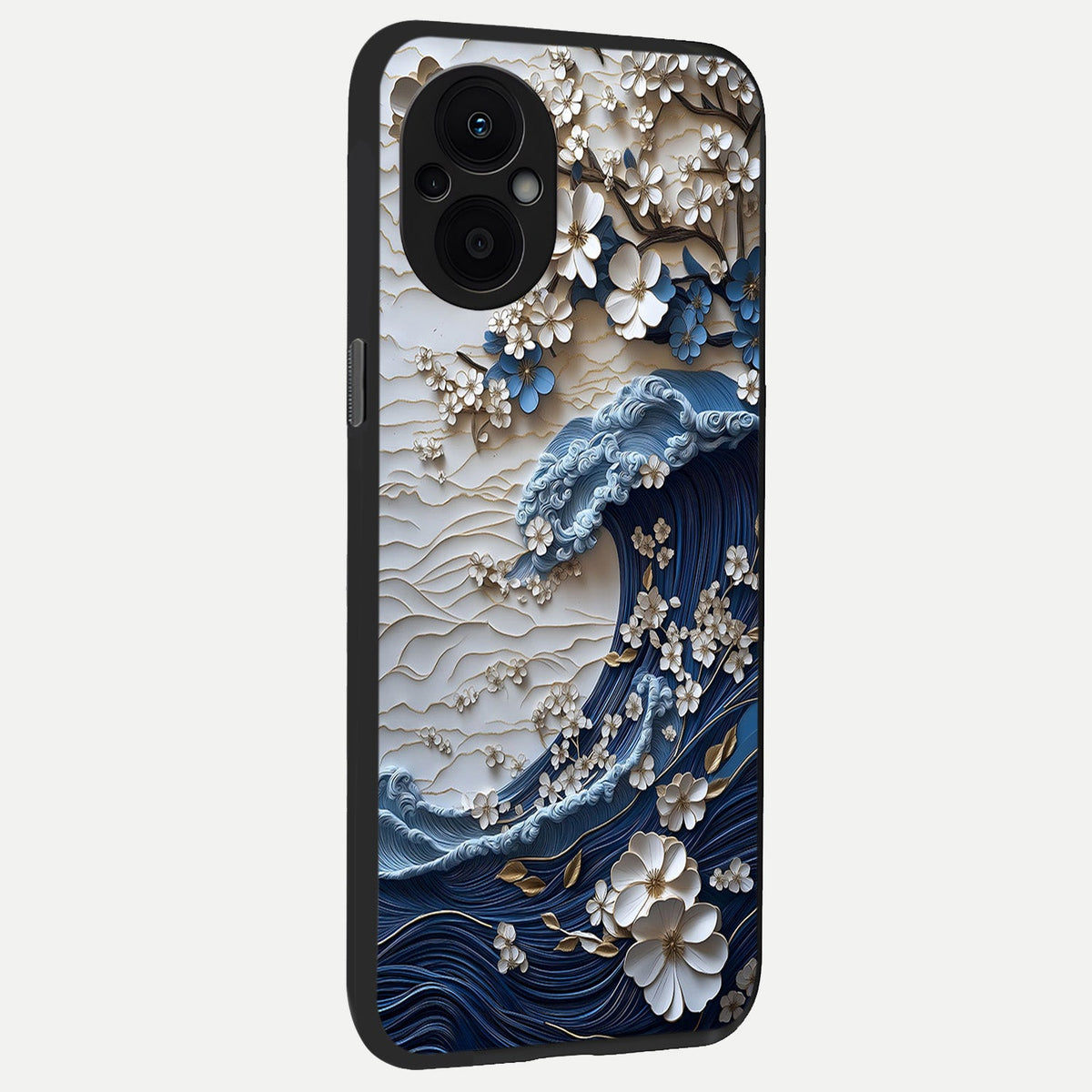 Blossom Wave Art back cover For Oppo F21 Pro 5G slim fit glass case with vibrant aesthetic design