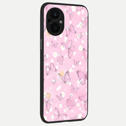 Blush Butterfly Garden back cover For Oppo F21 Pro 5G slim fit glass case with vibrant aesthetic design