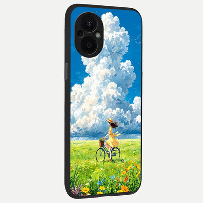  Breezy Meadow Ride back cover For Oppo F21 Pro 5G slim fit glass case with vibrant aesthetic design
