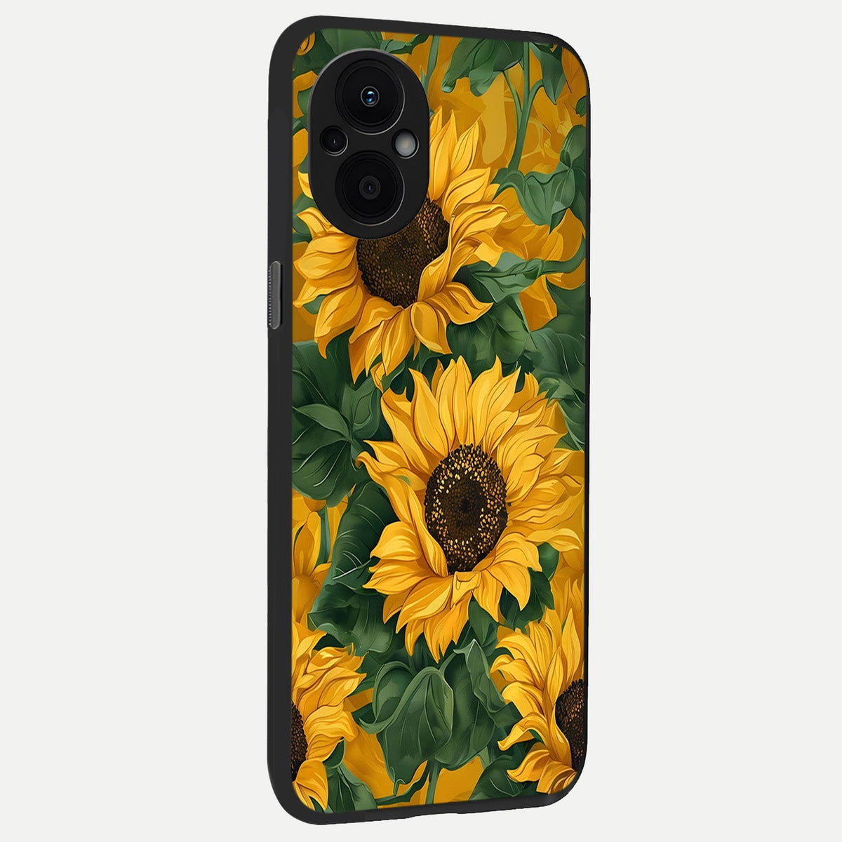  Bright Sunflower Bloom back cover For Oppo F21 Pro 5G slim fit glass case with vibrant aesthetic design
