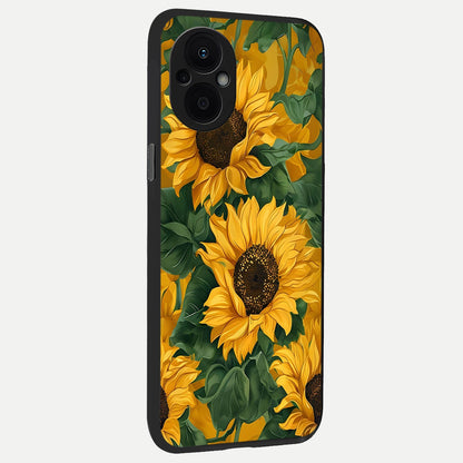  Bright Sunflower Bloom back cover For Oppo F21 Pro 5G slim fit glass case with vibrant aesthetic design