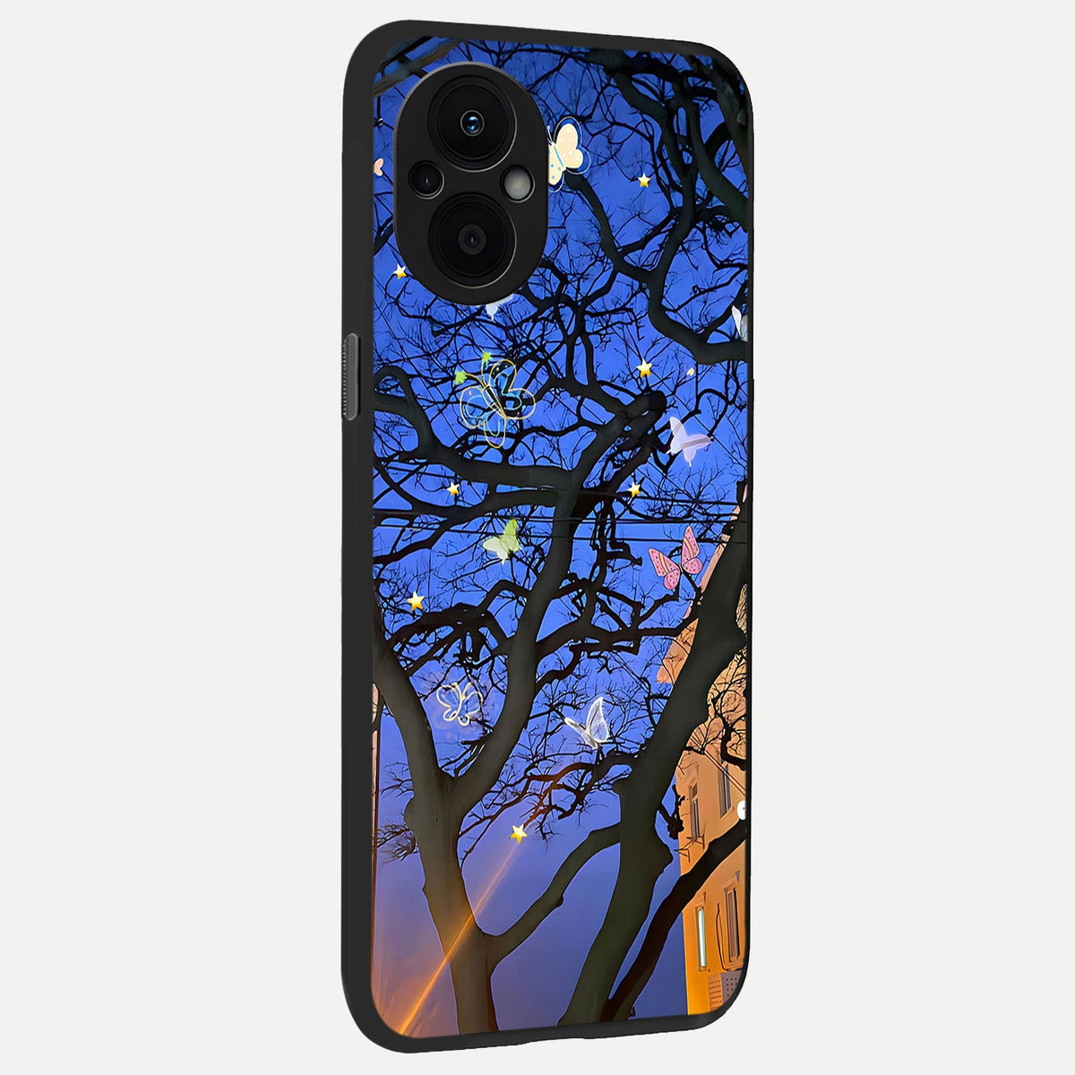  Butterfly Night Magic back cover For Oppo F21 Pro 5G slim fit glass case with vibrant aesthetic design
