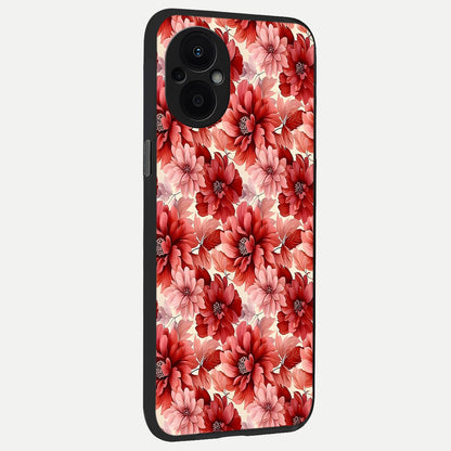  Crimson Love Petals back cover For Oppo F21 Pro 5G slim fit glass case with vibrant aesthetic design