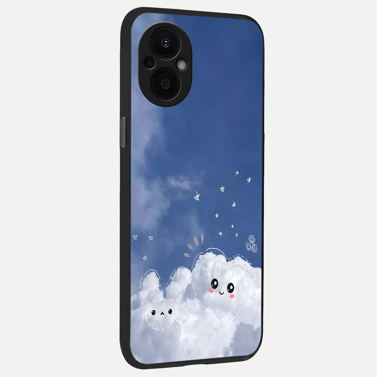  Cute Blossom Cloud back cover For Oppo F21 Pro 5G slim fit glass case with vibrant aesthetic design