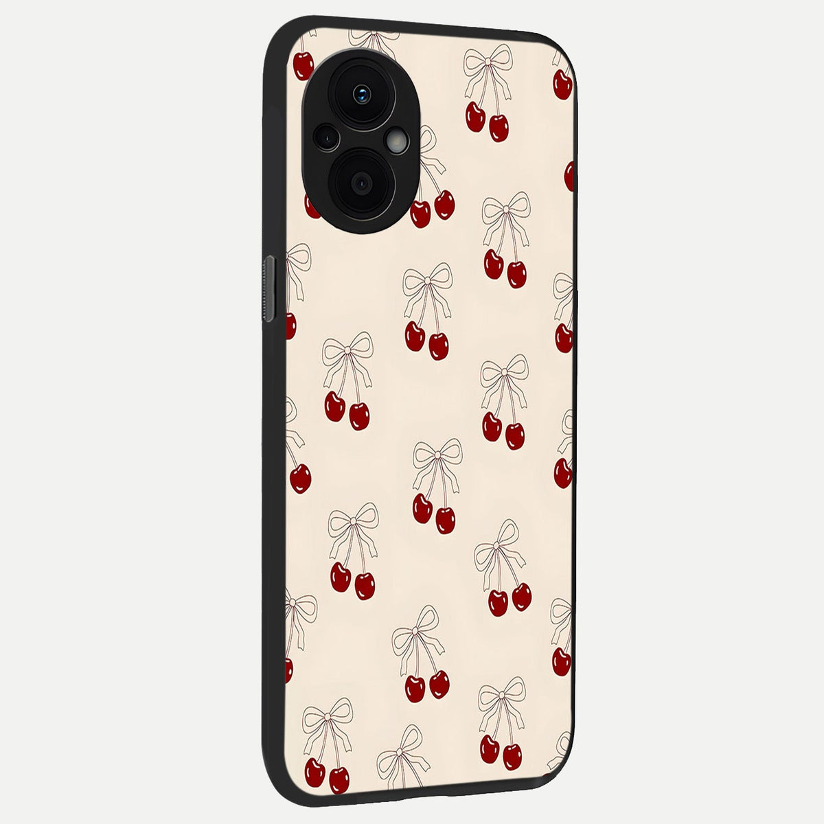  Cute Cherry Pattern back cover For Oppo F21 Pro 5G slim fit glass case with vibrant aesthetic design