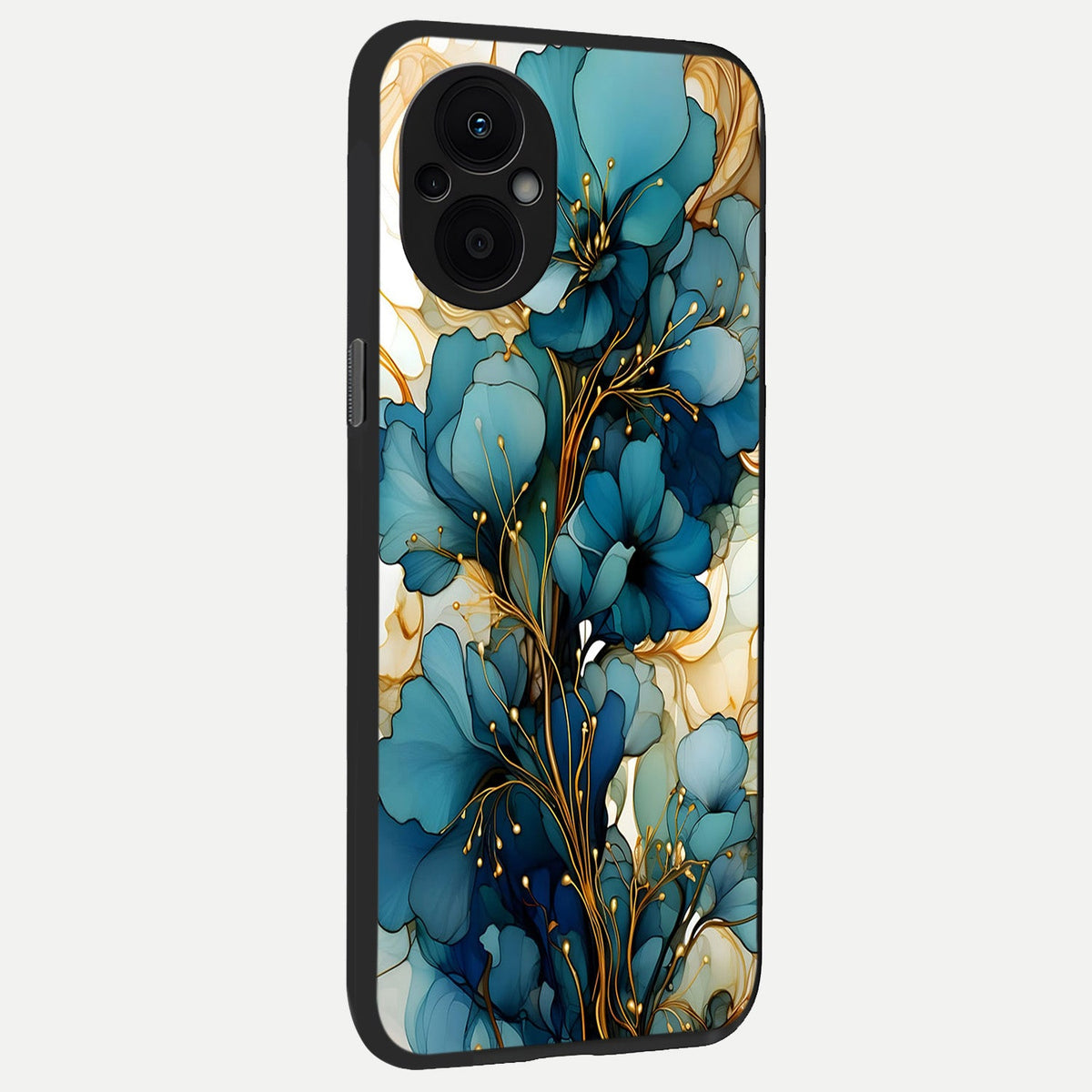  Golden Bloom Symphony back cover For Oppo F21 Pro 5G slim fit glass case with vibrant aesthetic design