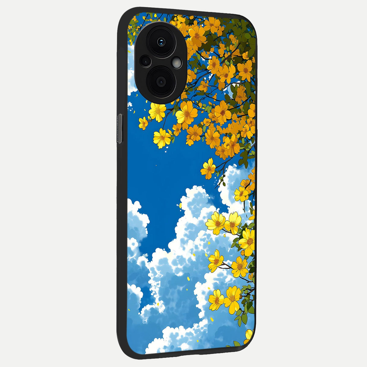 Golden Petal Sky back cover For Oppo F21 Pro 5G slim fit glass case with vibrant aesthetic design