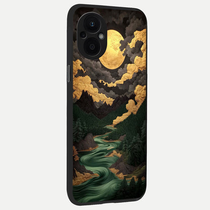  Golden River Moon back cover For Oppo F21 Pro 5G slim fit glass case with vibrant aesthetic design