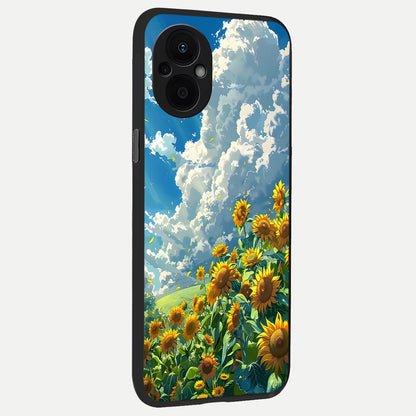  Golden Sun Glory back cover For Oppo F21 Pro 5G slim fit glass case with vibrant aesthetic design