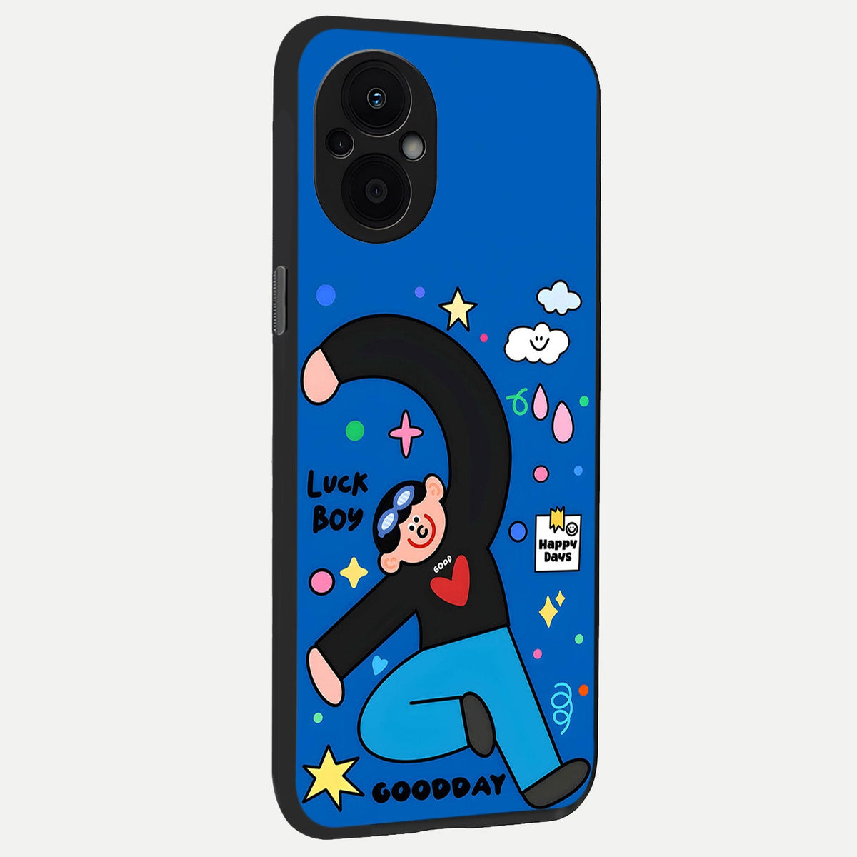  Happy Luck Vibe back cover For Oppo F21 Pro 5G slim fit glass case with vibrant aesthetic design