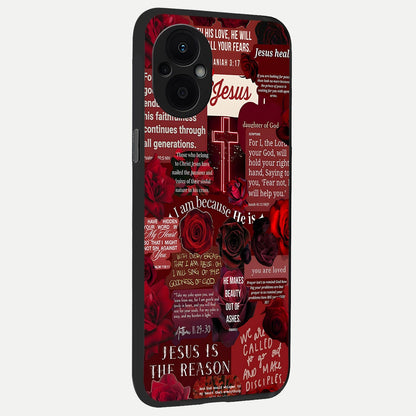  Jesus Love Heals back cover For Oppo F21 Pro 5G slim fit glass case with vibrant aesthetic design