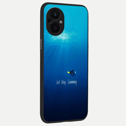  Just Keep Swimming back cover For Oppo F21 Pro 5G slim fit glass case with vibrant aesthetic design