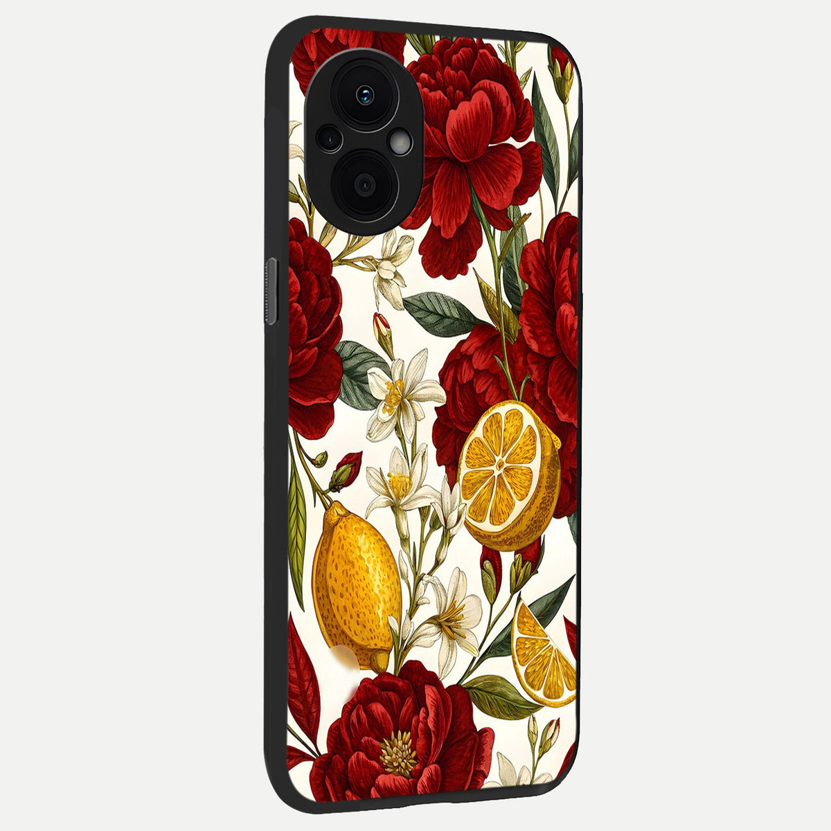  Lemon Rose Charm back cover For Oppo F21 Pro 5G slim fit glass case with vibrant aesthetic design