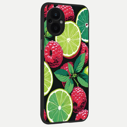  Lime and Raspberry Pattern back cover For Oppo F21 Pro 5G slim fit glass case with vibrant aesthetic design