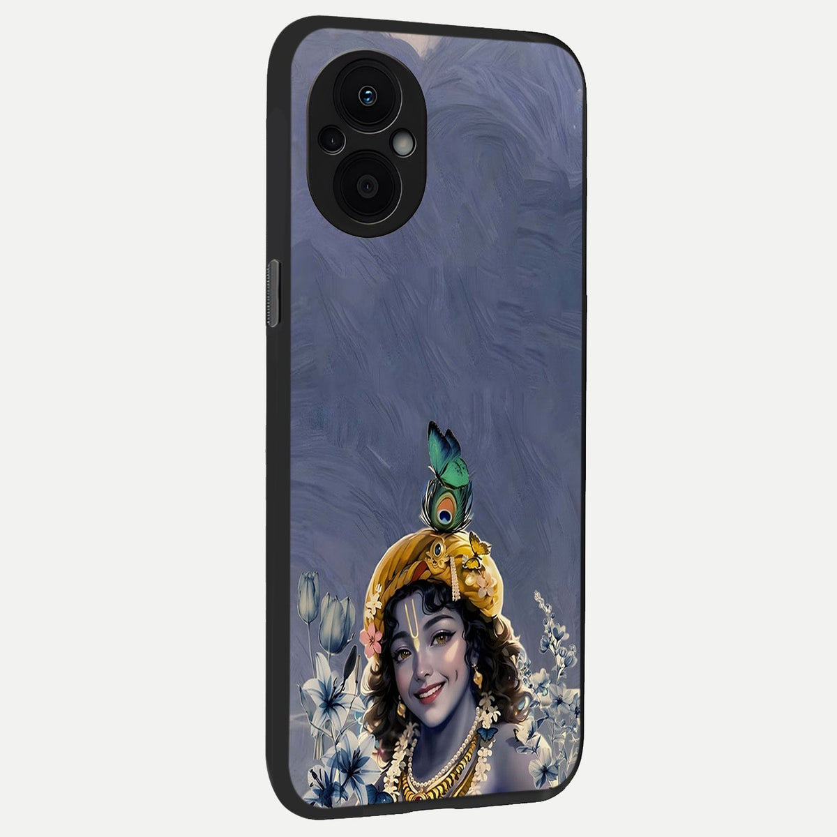  Lord Krishna back cover For Oppo F21 Pro 5G slim fit glass case with vibrant aesthetic design