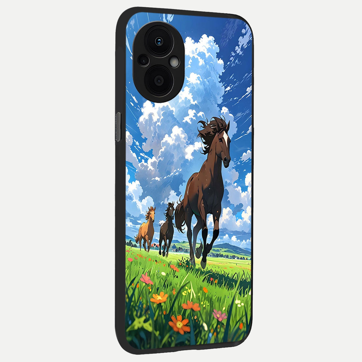  Majestic Horses Galloping back cover For Oppo F21 Pro 5G slim fit glass case with vibrant aesthetic design