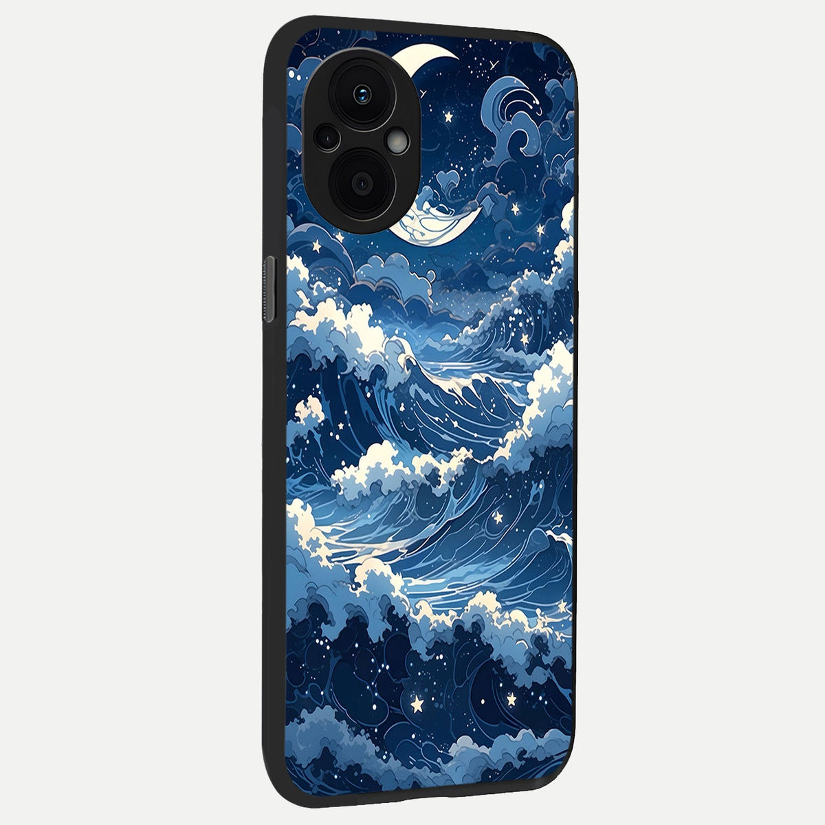  Ocean Moon Waves back cover For Oppo F21 Pro 5G slim fit glass case with vibrant aesthetic design