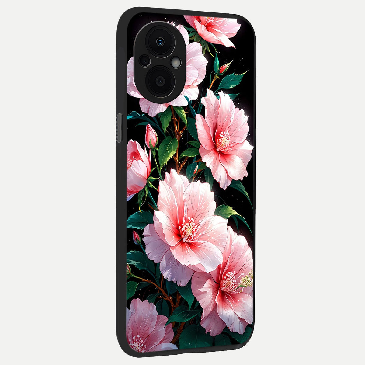  Peach Flower back cover For Oppo F21 Pro 5G slim fit glass case with vibrant aesthetic design