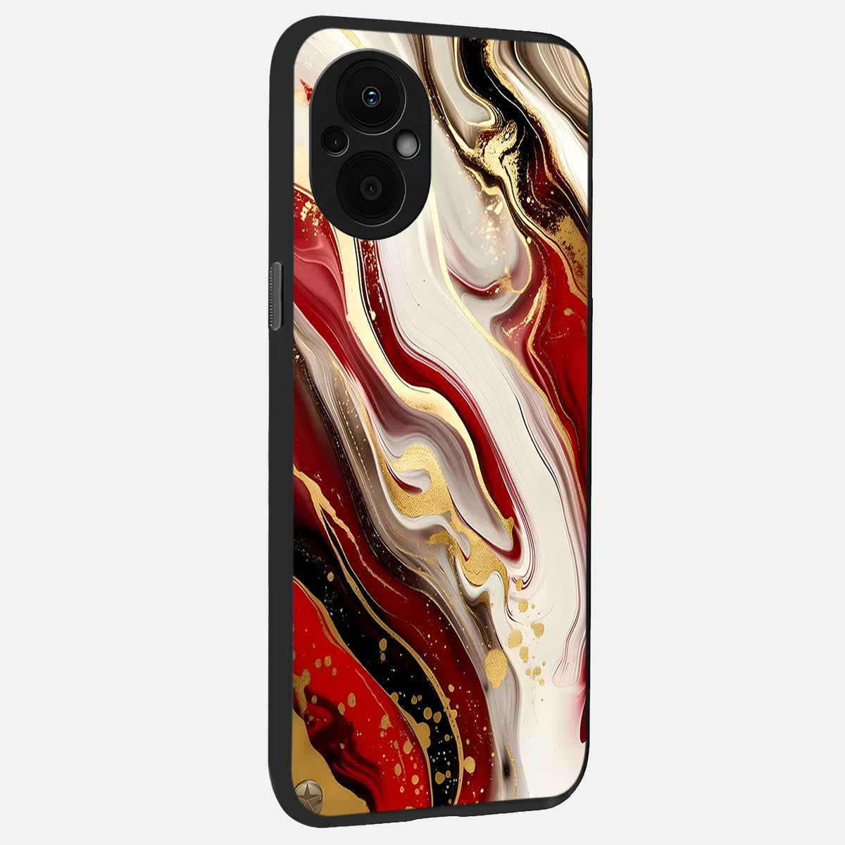  Red And White Marble back cover For Oppo F21 Pro 5G slim fit glass case with vibrant aesthetic design