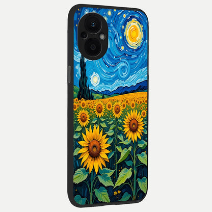  Starry Sunflower Dreams back cover For Oppo F21 Pro 5G slim fit glass case with vibrant aesthetic design