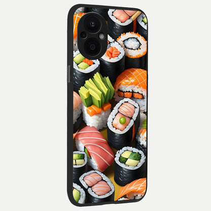  Sushi Food Pattern back cover For Oppo F21 Pro 5G slim fit glass case with vibrant aesthetic design