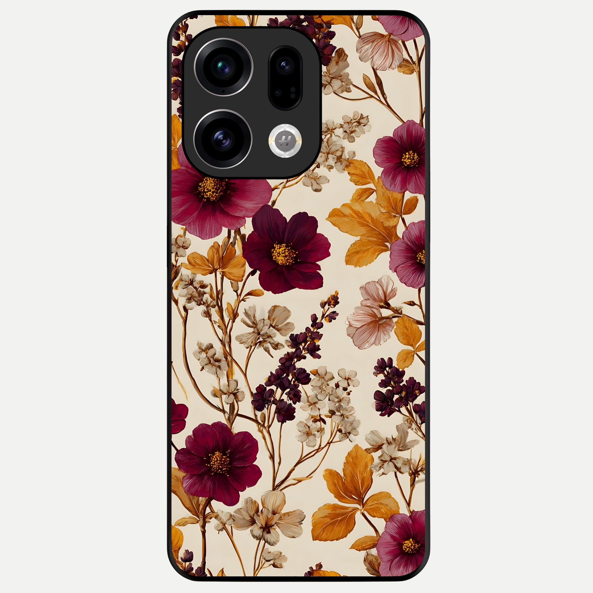  Autumn Wine Bloom Glass Case For Oppo Find X9 back cover – full design glossy printed glass finish