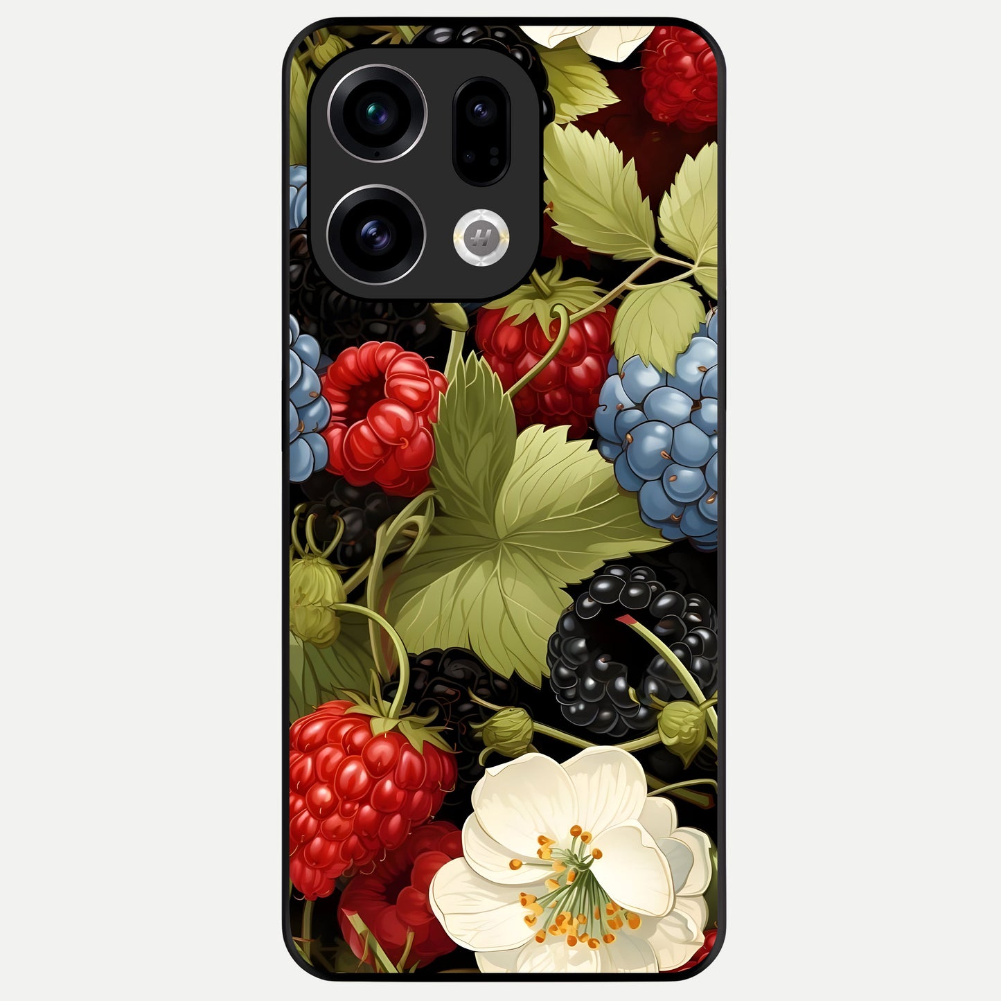  Berry Bloom Charm Glass Case For Oppo Find X9 back cover – full design glossy printed glass finish