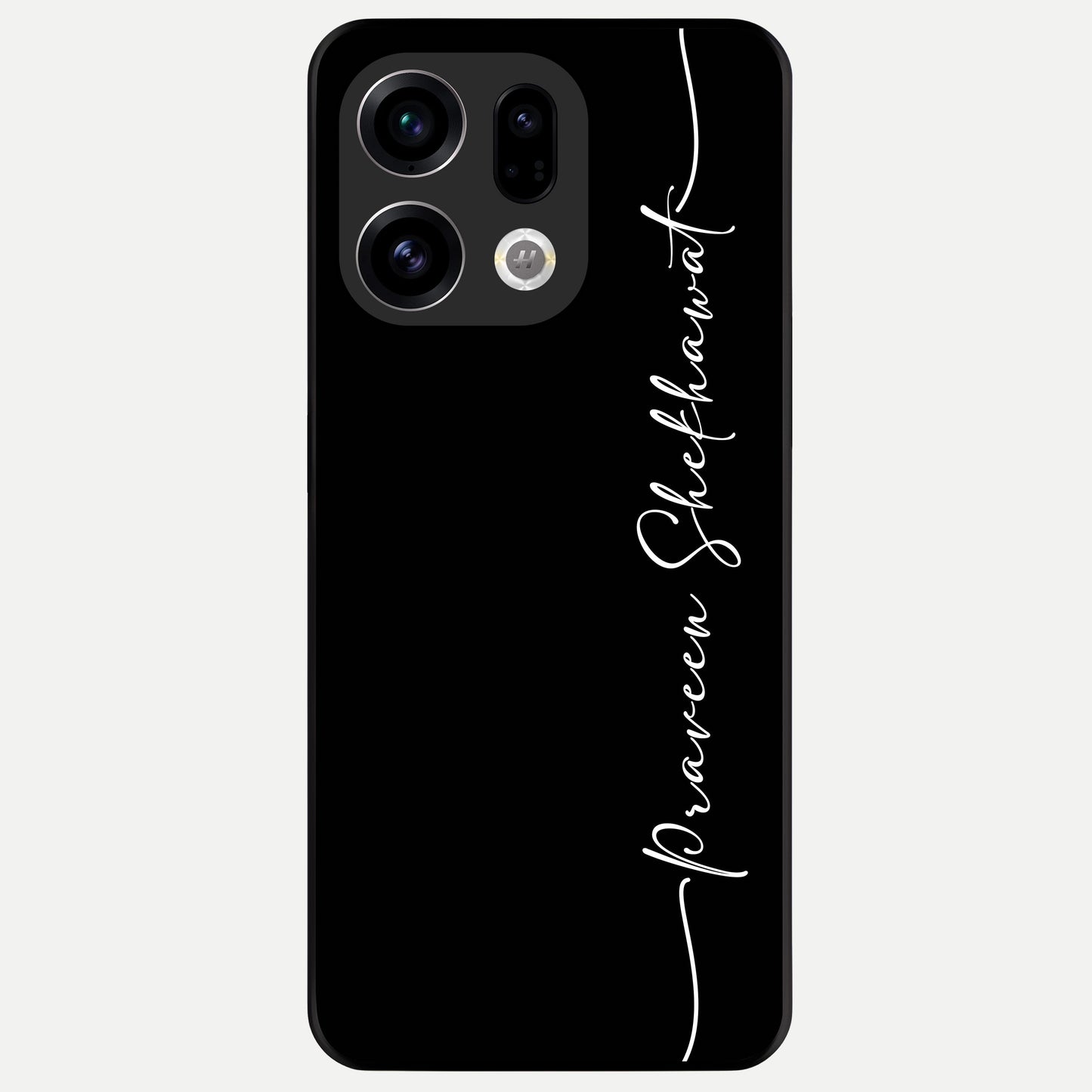  Black Tune Custom Name Glass Case For Oppo Find X9 back cover – full design glossy printed glass finish