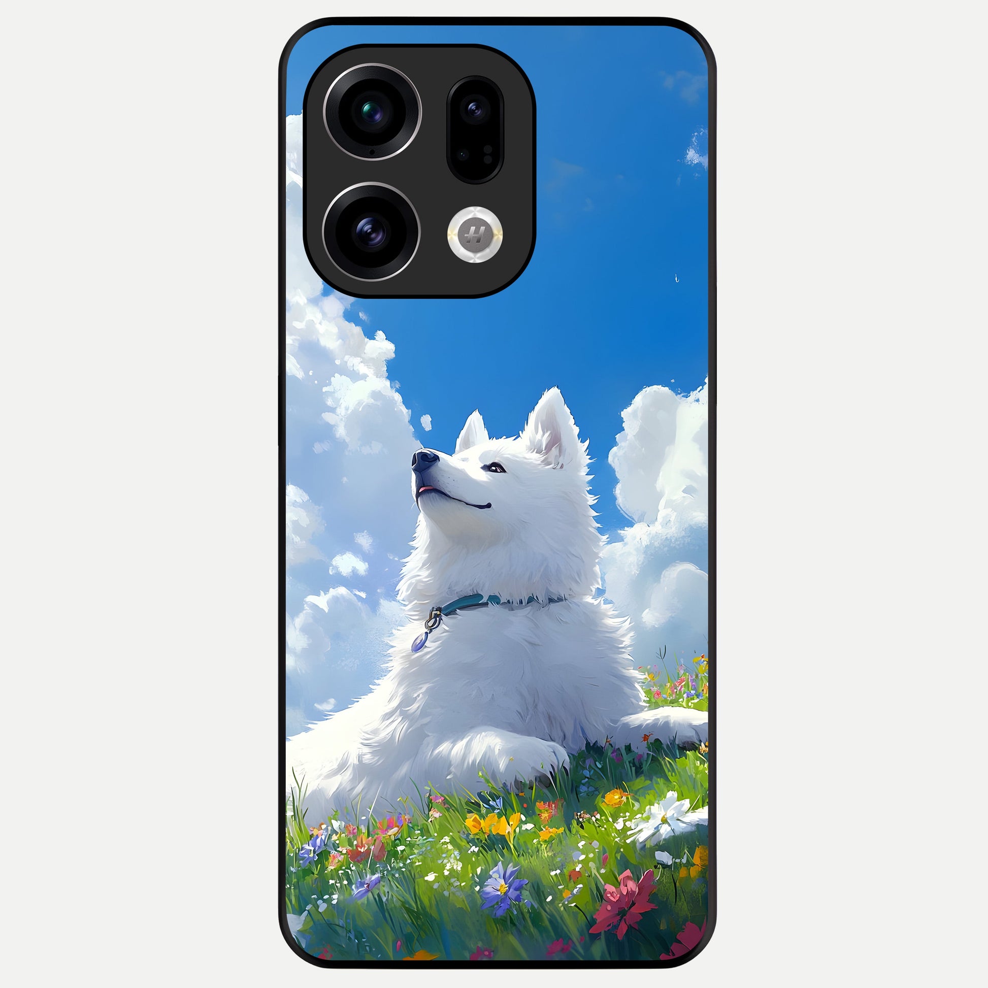  Blissful Cloud Pup Glass Case For Oppo Find X9 back cover – full design glossy printed glass finish
