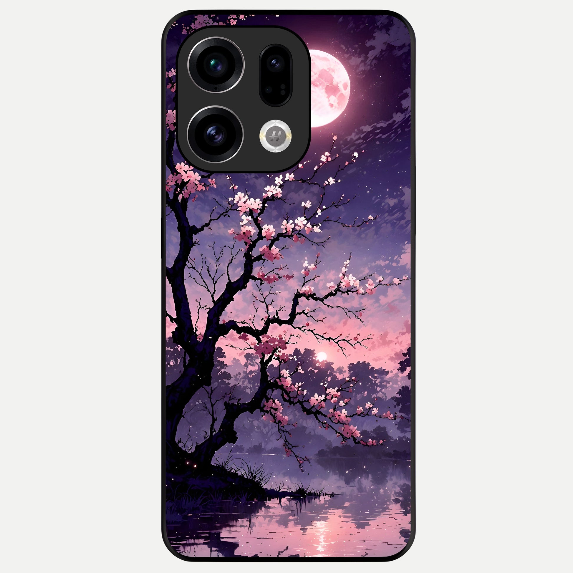  Blossom Pink Moon Glass Case For Oppo Find X9 back cover – full design glossy printed glass finish