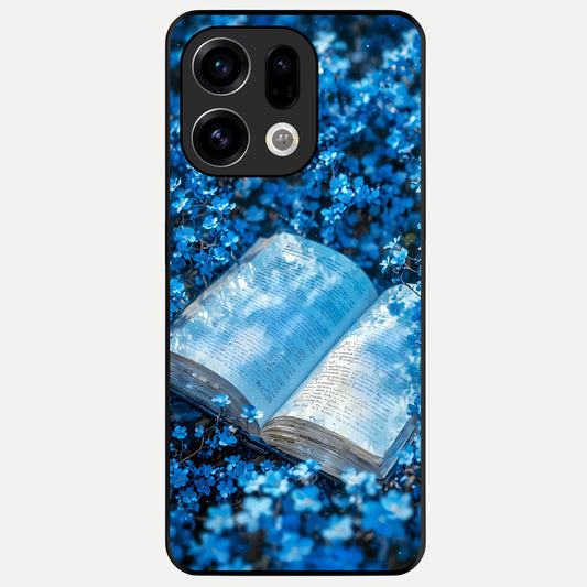  Blue Bloom Tales Glass Case For Oppo Find X9 back cover – full design glossy printed glass finish