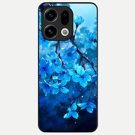  Blue Blossoms Branch Glass Case For Oppo Find X9 back cover – full design glossy printed glass finish