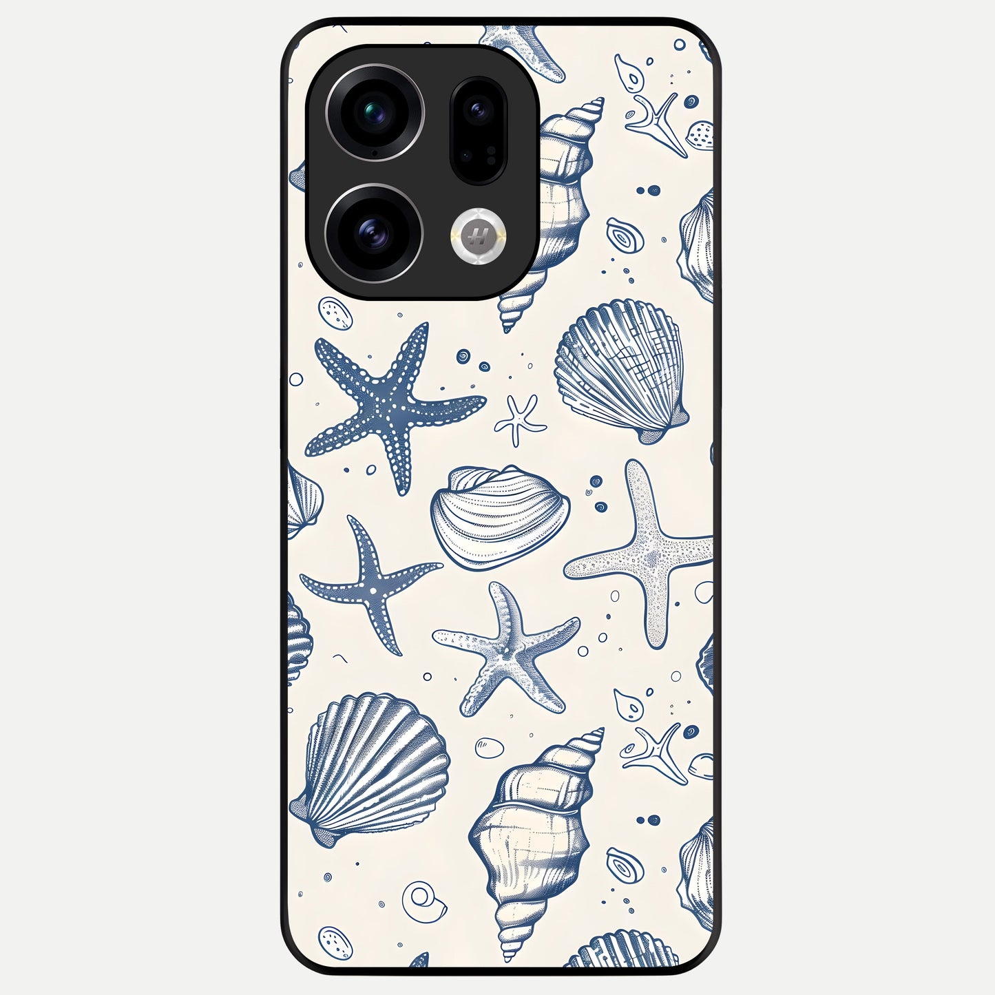  Blue Ocean Outline Glass Case For Oppo Find X9 back cover – full design glossy printed glass finish