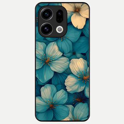  Blue Shade Floral Glass Case For Oppo Find X9 back cover – full design glossy printed glass finish