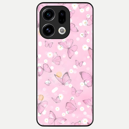  Blush Butterfly Garden Glass Case For Oppo Find X9 back cover – full design glossy printed glass finish