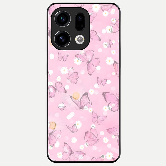  Blush Butterfly Garden Glass Case For Oppo Find X9 back cover – full design glossy printed glass finish
