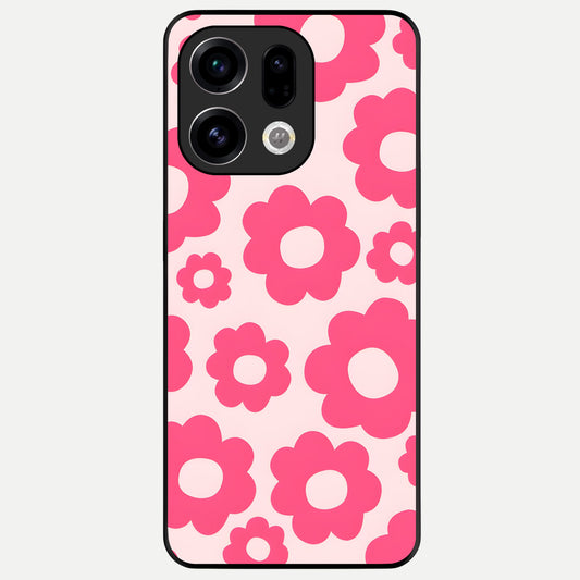  Blush Flower Pop Glass Case For Oppo Find X9 back cover – full design glossy printed glass finish