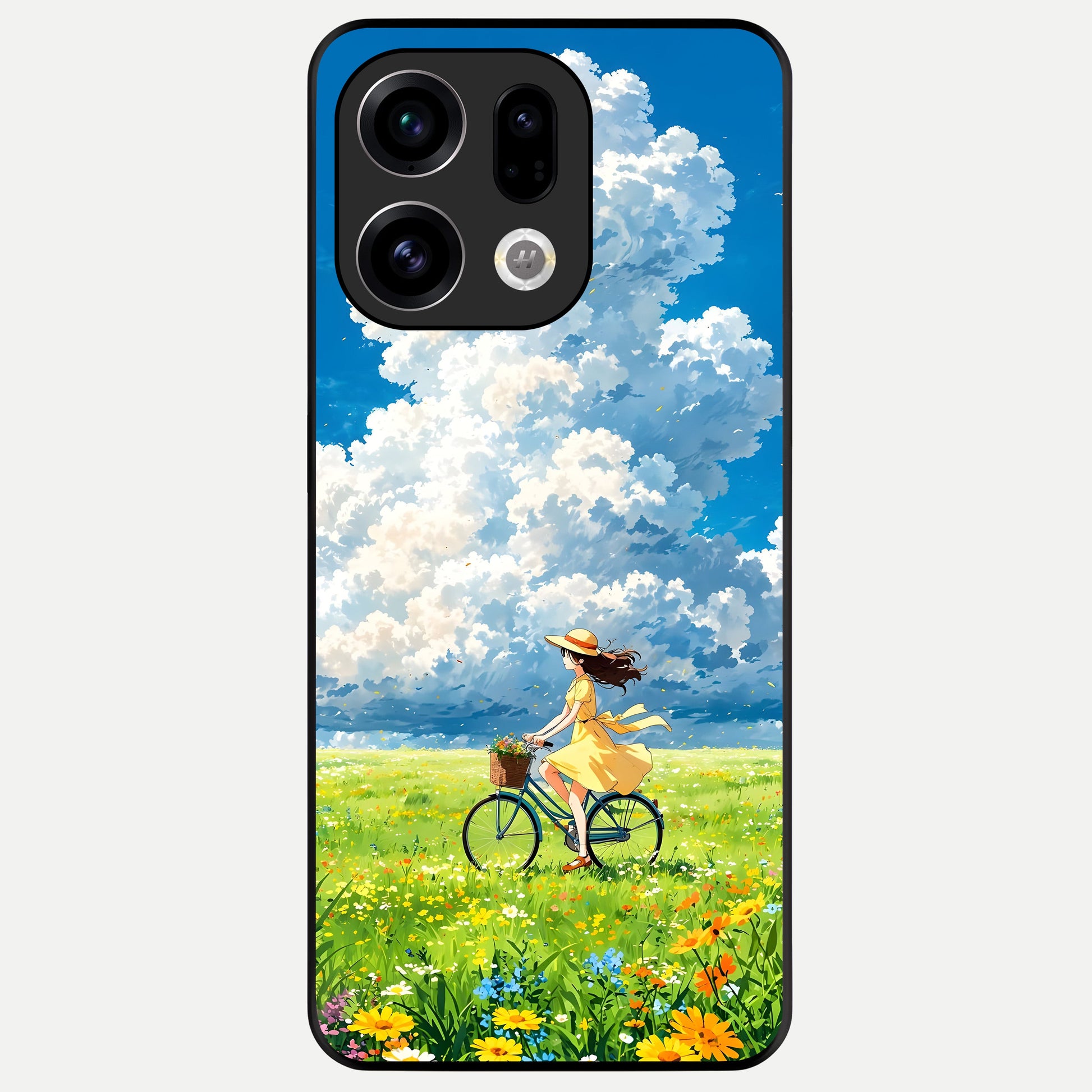  Breezy Meadow Ride Glass Case For Oppo Find X9 back cover – full design glossy printed glass finish