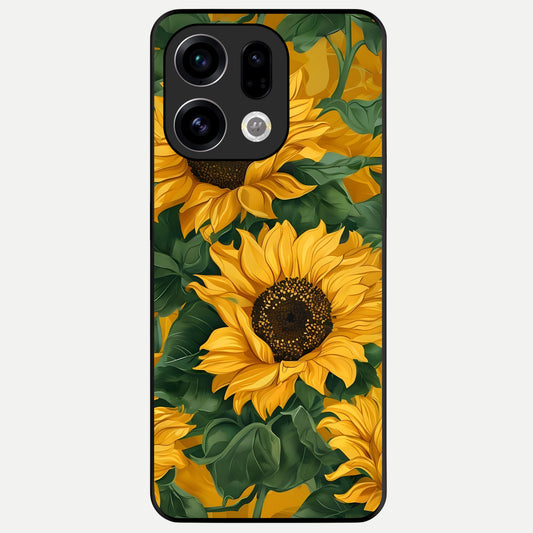  Bright Sunflower Bloom Glass Case For Oppo Find X9 back cover – full design glossy printed glass finish